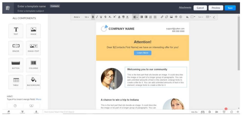 Zoho CRM email template
