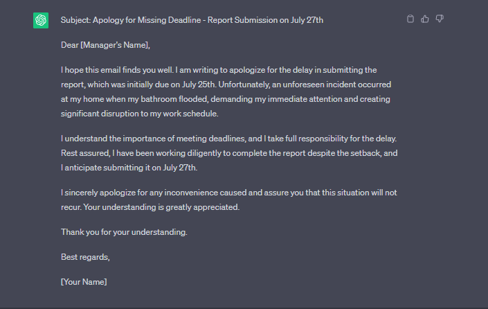 chatgpt apology email